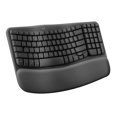 Logitech Wave Keys Wireless Ergonomic Keyboard for Business, Brown Box - Graphite Logitech Wave Keys Wireless Ergonomic Keyboard for Business, Brown Box - Graphite