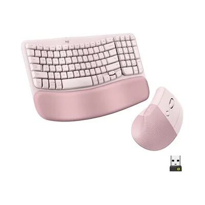 Logitech Wave Keys & Lift Vertical Mouse Wireless Ergonomic Keyboard & Mouse Bundle with Cushioned Palm Rest - Rose Logitech Wave Keys & Lift Vertical Mouse Wireless Ergonomic Keyboard & Mouse Bundle with Cushioned Palm Rest - Rose