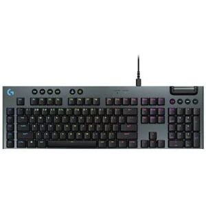 Logitech G G915 X Full-Size Corded Mechanical GL Gaming Keyboard for PC/Mac with RGB Backlighting, Red Linear Switch - Black