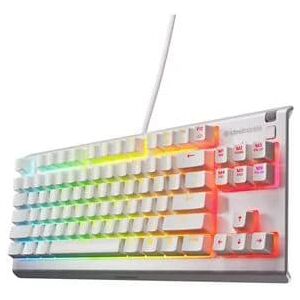 SteelSeries Apex 3 TKL Wired Membrane Whisper Quiet Switch Gaming Keyboard with 8 Zone RGB Backlighting - White