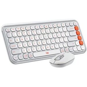 Logitech POP ICON Wireless Keyboard & Mouse Combo - Off-White & Orange