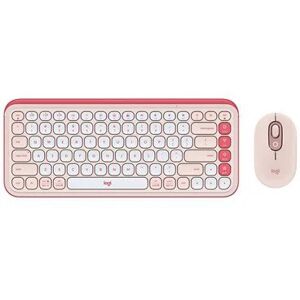Logitech POP ICON Wireless Keyboard & Mouse Combo - Rose & Off-White