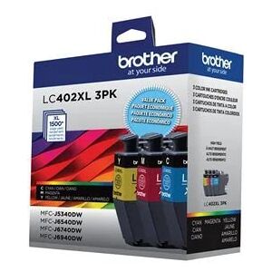 Brother LC402XL3PKS High Yield Color Ink Cartridge 3 Pack (1 each of Cyan, Magenta, Yellow) For Use With J6540DW, J6940DW