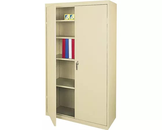 Office Depot Realspace 36inW Steel 5-Shelf Cabinet, Putty