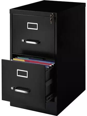 Office Depot WorkPro 22inD Vertical 2-Drawer File Cabinet, Metal, Black