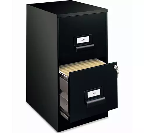 Office Depot Realspace 18inD Vertical 2-Drawer File Cabinet, Metal, Black