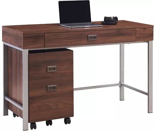 Office Depot Realspace 47inW Brezio Computer Desk With Mobile File Cabinet, Brown