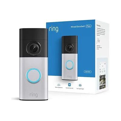 Ring Wired Doorbell Plus, 2nd Gen with Retinal 2K, Motion Detection and Night Vision - Nickel Silver Ring Wired Doorbell Plus, 2nd Gen with Retinal 2K, Motion Detection and Night Vision - Nickel Silver