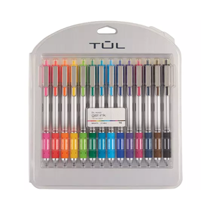 Office Depot TUL Retractable Gel Pens, Medium Point, 0.7 mm, Silver Barrel, Assorted Standard & Bright Ink Colors, Pack Of 14 Pens