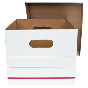 Office Depot Brand Standard-Duty Corrugated Storage Boxes, Letter/Legal Size, 15in x 12in x 10in,  60% Recycled, White/Red, Pack Of 15