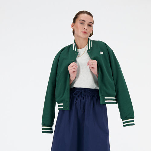 New Balance Women's Sportswear's Greatest Hits Varsity Jacket - Green (Size XS)  - Green - Size: Extra Small
