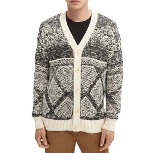 Scotch & Soda Relaxed Cotton Jacquard Cardigan in Cream/black at Nordstrom, Size Large