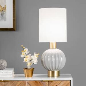 Rugs USA Gray Alva 25-inch Ribbed Ceramic Globe Table Lamp lighting - Contemporary 24.5" H x 10" W x 10" D
