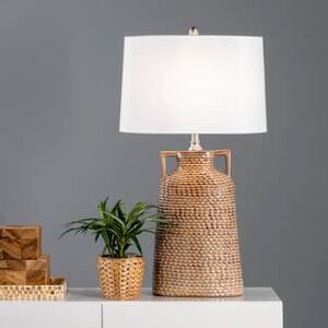 Rugs USA Natural Alva 33-inch Textured Ceramic Amphora Table Lamp lighting - Coastal 32.5" H x 18" W x 18" D