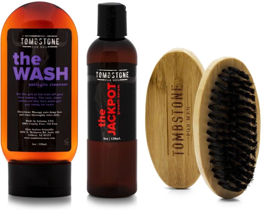 Tombstone for Men Men's 3-Piece Hair Growth Serum & Beard Brush Set  - female