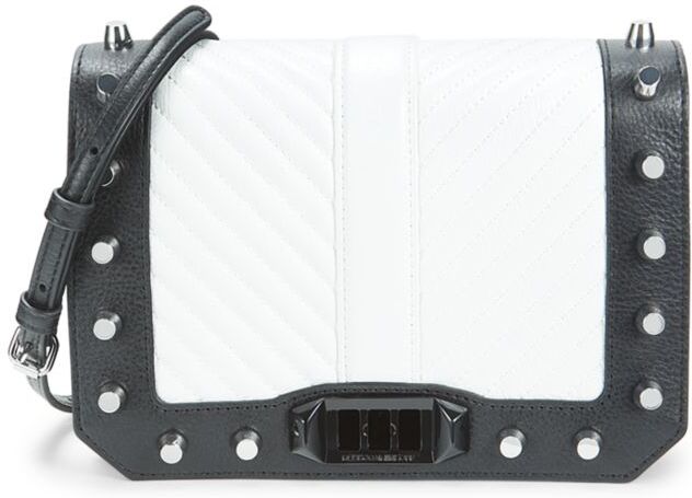 Rebecca Minkoff Women's Chevron Quilted Leather Crossbody Bag - Black Optic White  - female - Size: one-size