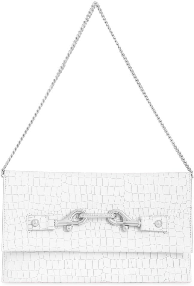 Rebecca Minkoff Women's Lou Croc-Embossed Leather Shoulder Bag - Optic White  - female - Size: one-size