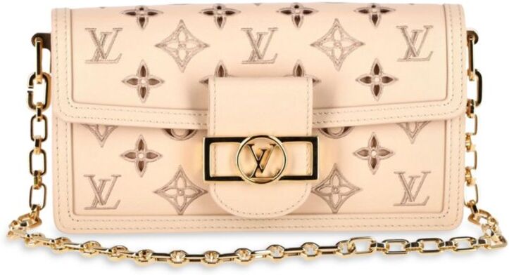 Women's Louis Vuitton Dauphine East West Broderie Anglaise Handbag In Beige Calfskin Leather - Beige  - female - Size: one-size