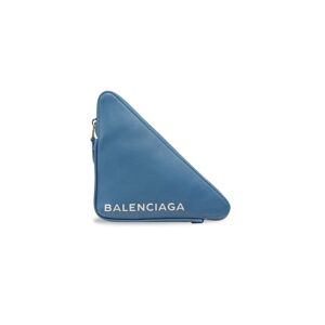 Balenciaga Women's Balenciaga Triangle Pouchette Bag In Blue Leather - Blue  - female - Size: one-size