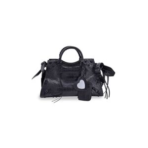 Balenciaga Women's Balenciaga Neo Cagole Croc-Embossed City Bag In Black Calfskin Leather - Black  - female - Size: one-size