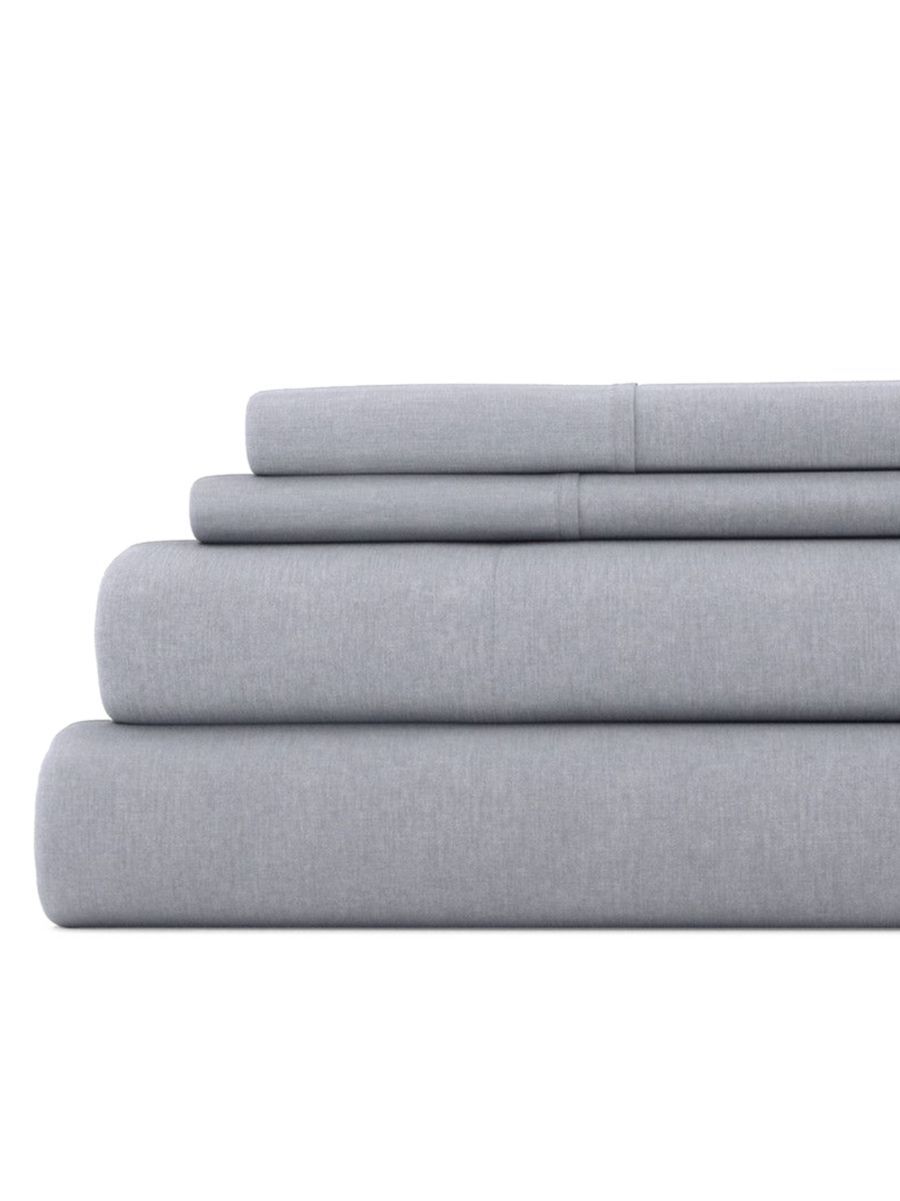 Linens & Hutch 4-Piece Linen Blend Sheet Set - Grey - Size Full  - unisex - Size: Full