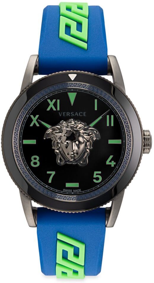 Versace Men's Palazzo Gunmetal Greca Silicone Watch  - male - Size: one-size