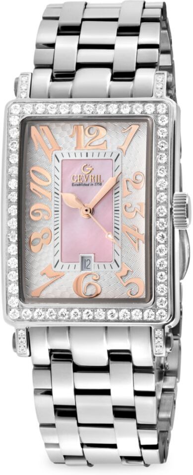 Photos - Wrist Watch Gevril Women's Avenue Of Americas Mini 25MM Stainless Steel, Mother Of Pea 