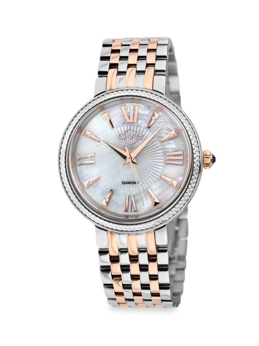 Photos - Wrist Watch Gevril Genoa 36MM Two Tone Stainless Steel & Diamond Bracelet Watch - fema 