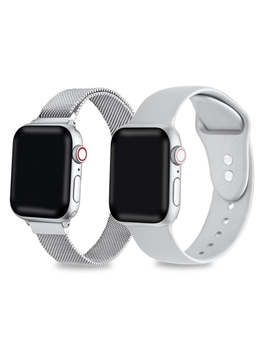 Posh Tech 2-Pack Silicone & Stainless Steel Apple Watch Replacement Bands/38MM-40MM - Silver  - unisex - Size: one-size