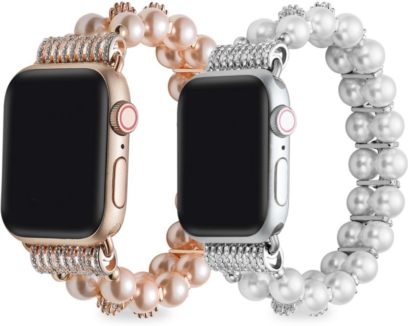 Posh Tech 2-Pack Faux Pearl Apple Watch Replacement Bands/42MM-44MM - Rose Gold White  - unisex - Size: one-size