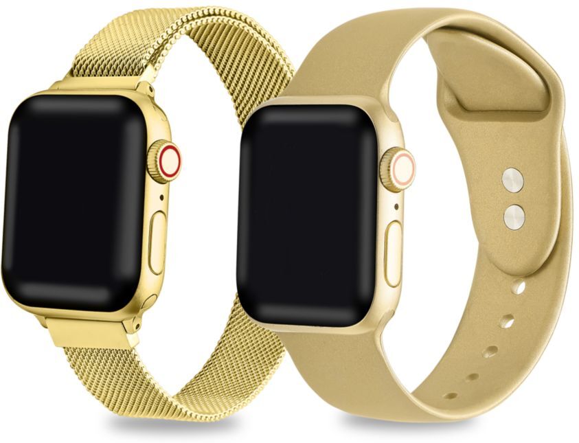 Posh Tech 2-Pack Silicone & Stainless Steel Apple Watch Replacement Bands/38MM-40MM - Gold  - unisex - Size: one-size