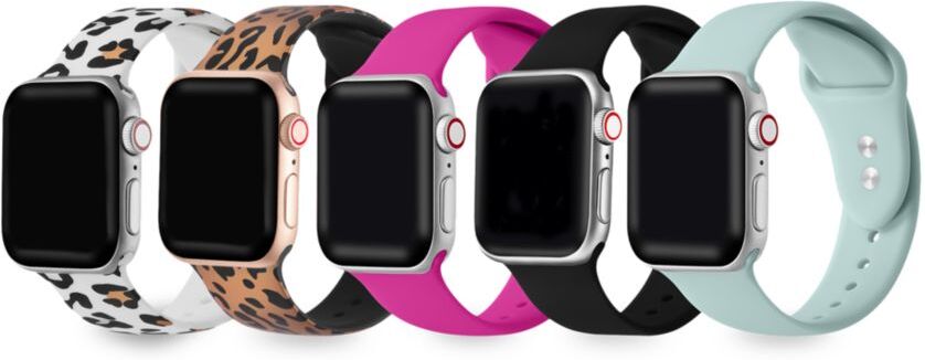 Posh Tech 5-Pack Silicone Apple Watch Replacement Bands/38MM-40MM - Cheetah Multicolor  - unisex - Size: one-size