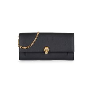 Alexander McQueen Women's Pebbled Leather Flap Wallet-On-Chain - Black  Black  female  size:one-size