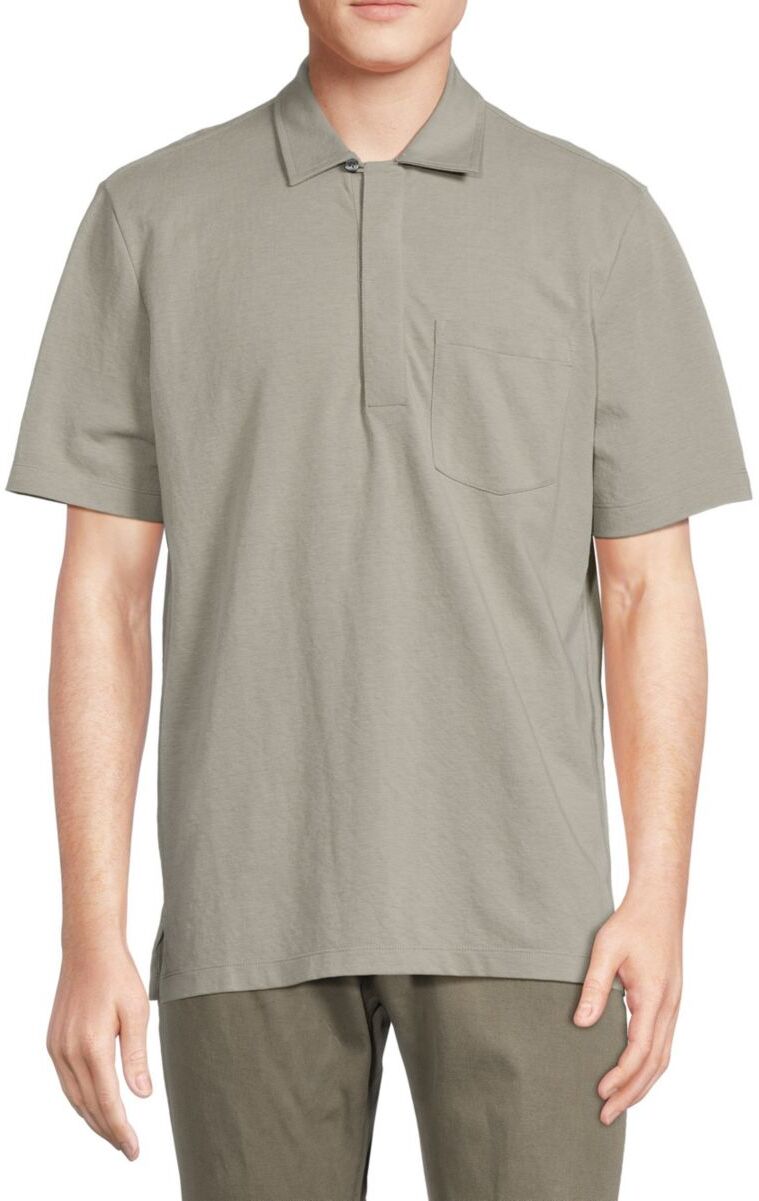 Club Monaco Men's Short Sleeve Pocket Polo - Grey - Size S  - male - Size: S