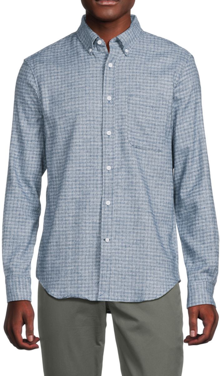 Club Monaco Men's Slim Fit Checked Shirt - Blue - Size XS  - male - Size: XS