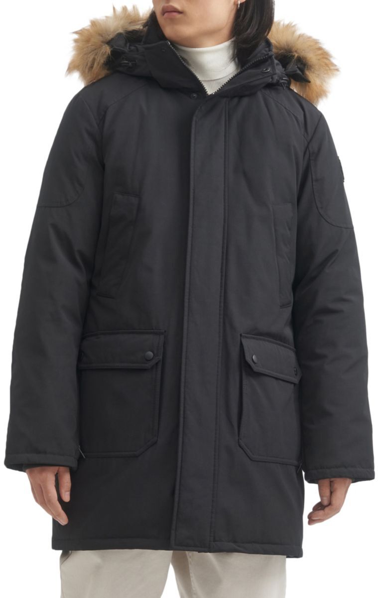 TOBOGGAN CANADA Men's Jack Faux Fur Trim Down Jacket - Black - Size M  - male - Size: M