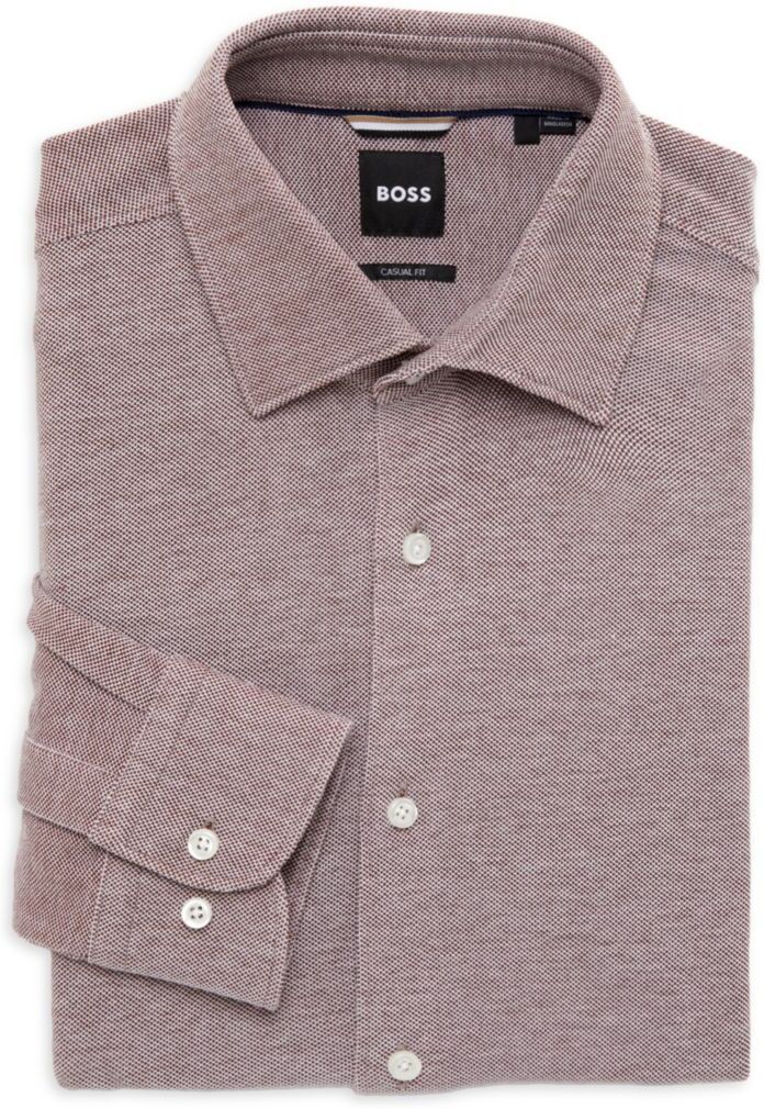 Hugo Boss Men's Casual Fit Printed Dress Shirt - Brown - Size 16 41  - male - Size: 16 41