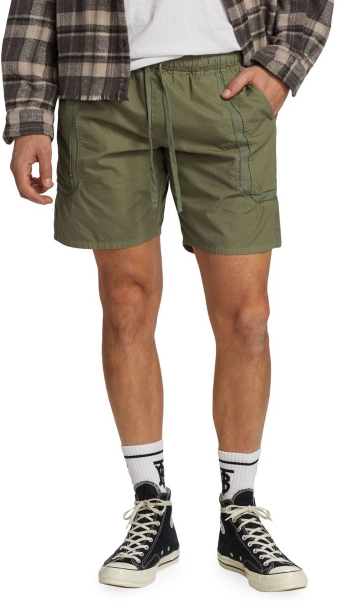 John Elliott Men's Vintage Frame Drawstring Shorts - Olive - Size S  - male - Size: S