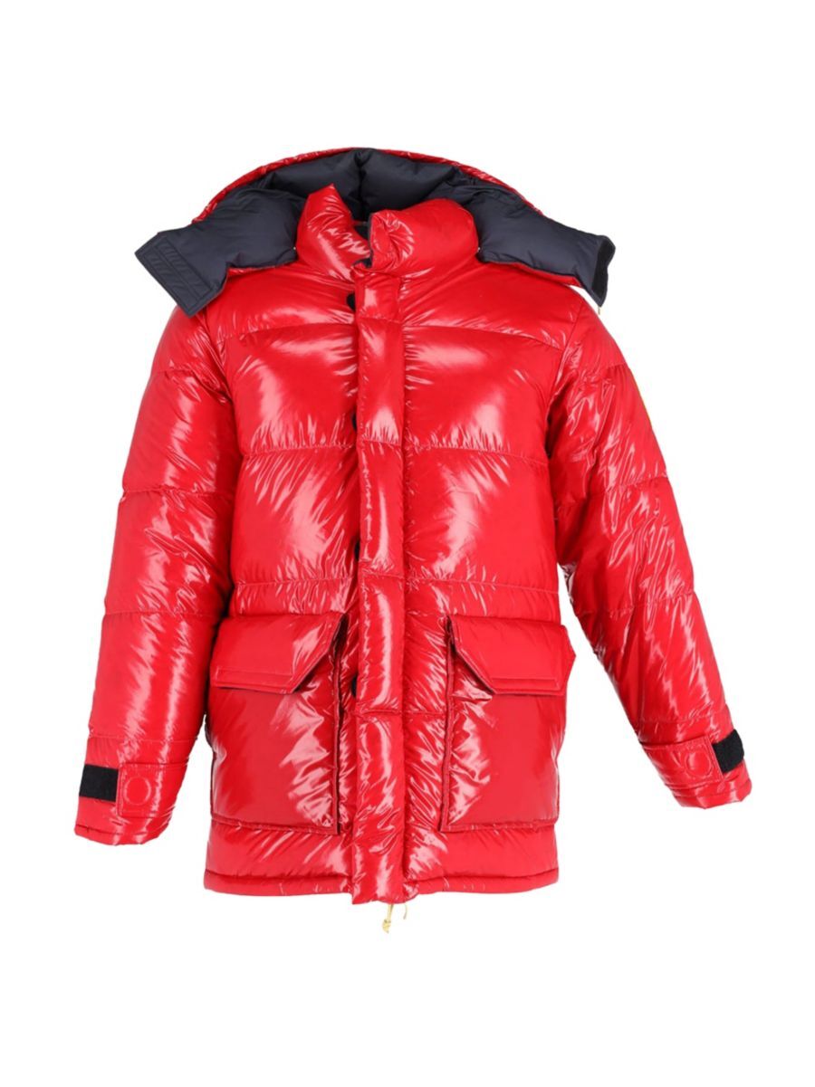 Men's The North Face Brown Label Quilted Hooded Down Jacket In Red Nylon - Red - Size M  - male - Size: M