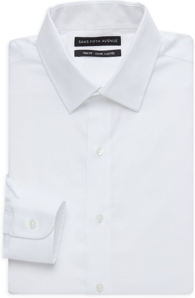 Saks Fifth Avenue Made in Italy Saks Fifth Avenue Men's Trim Fit Dress Shirt - White - Size 15 32-33  - male - Size: 15 32-33