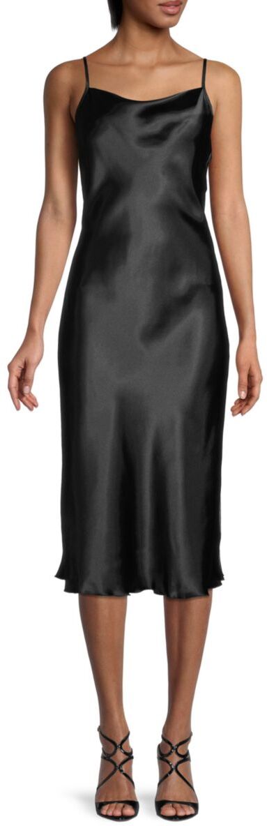 Bebe Women's Solid Satin Bias Slip Dress - Black - Size L  - female - Size: L