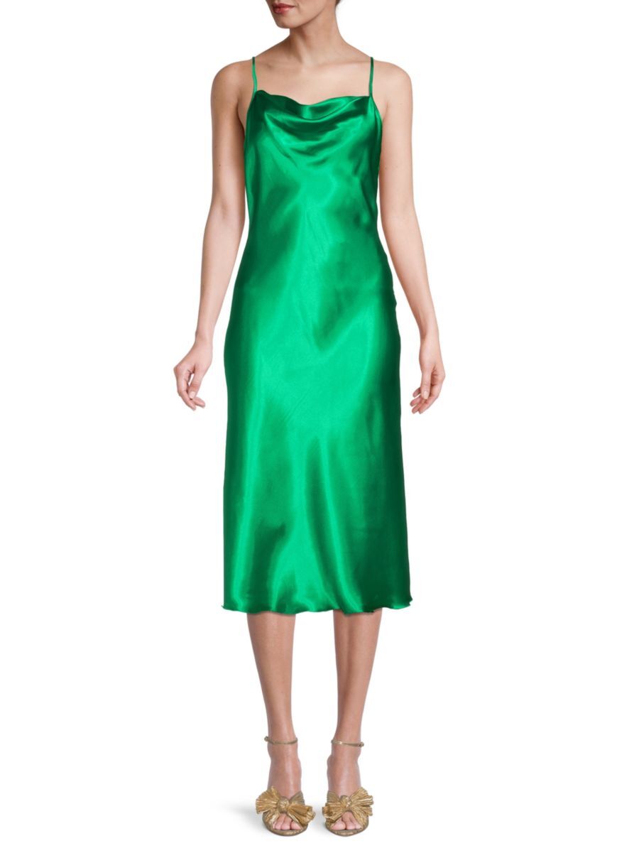 Bebe Women's Solid Satin Bias Slip Dress - Emerald - Size S  - female - Size: S