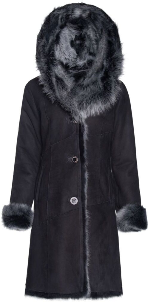 WOLFIE FURS Women's Made For Generation Collection Toscana Shearling Coat - Black Frost - Size 8  - female - Size: 8