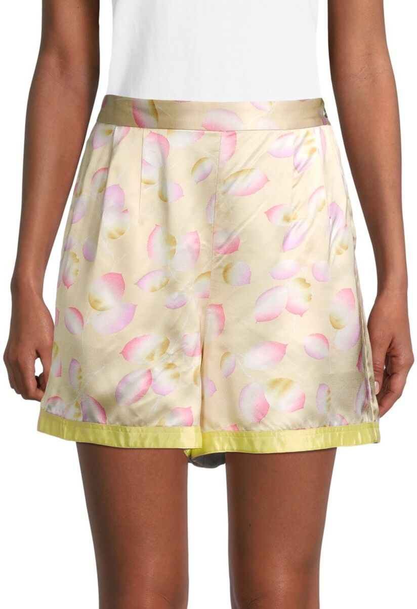 Jil Sander Women's Mirta Petal-Print Satin Shorts - Yellow - Size 38 (6)  - female - Size: 38 (6)