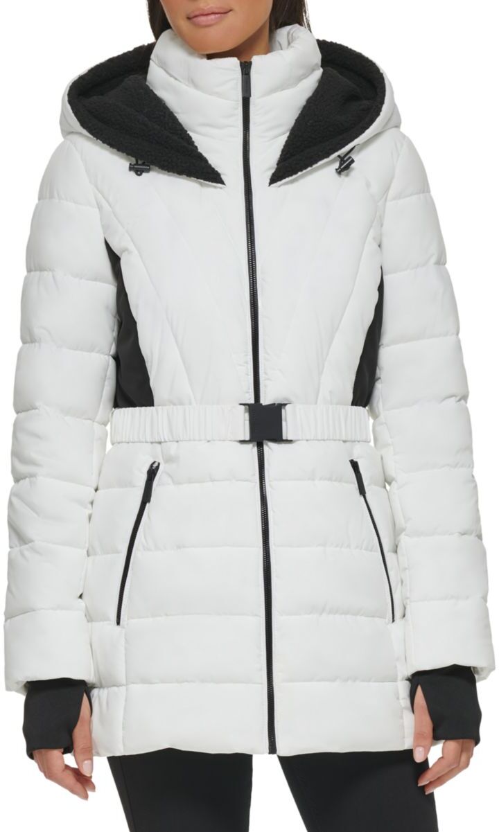 Kenneth Cole Women's Faux Fur Lined Hood Puffer Jacket - White - Size XS  - female - Size: XS