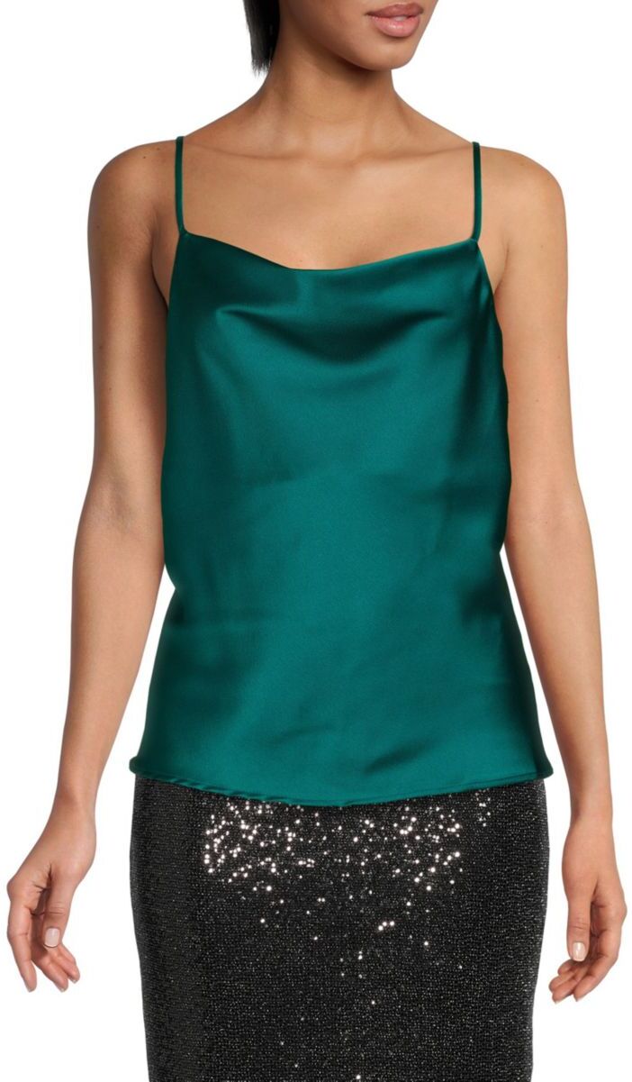 Renee C. Women's Satin Camisole Top - Hunter Green - Size L  - female - Size: L