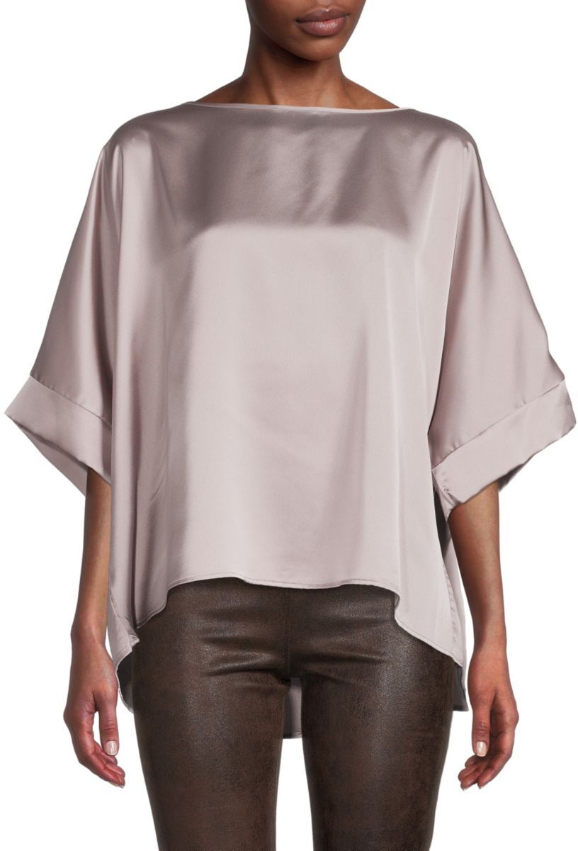 Renee C. Women's Oversized Satin Top - Dusty Lavender - Size L  - female - Size: L