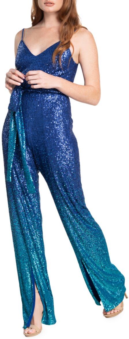 Dress The Population Women's Stevie Ombré Sequin Wide Leg Jumpsuit - Electric Blue - Size XXS  - female - Size: XXS