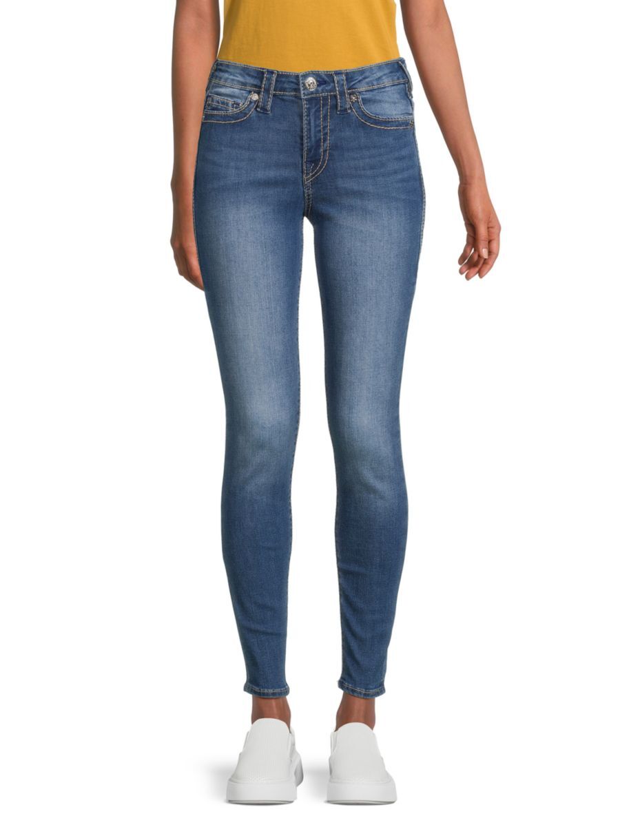 True Religion Women's Jenny Big T Mid Rise Skinny Jeans - Blue - Size 26 (2-4)  - female - Size: 26 (2-4)