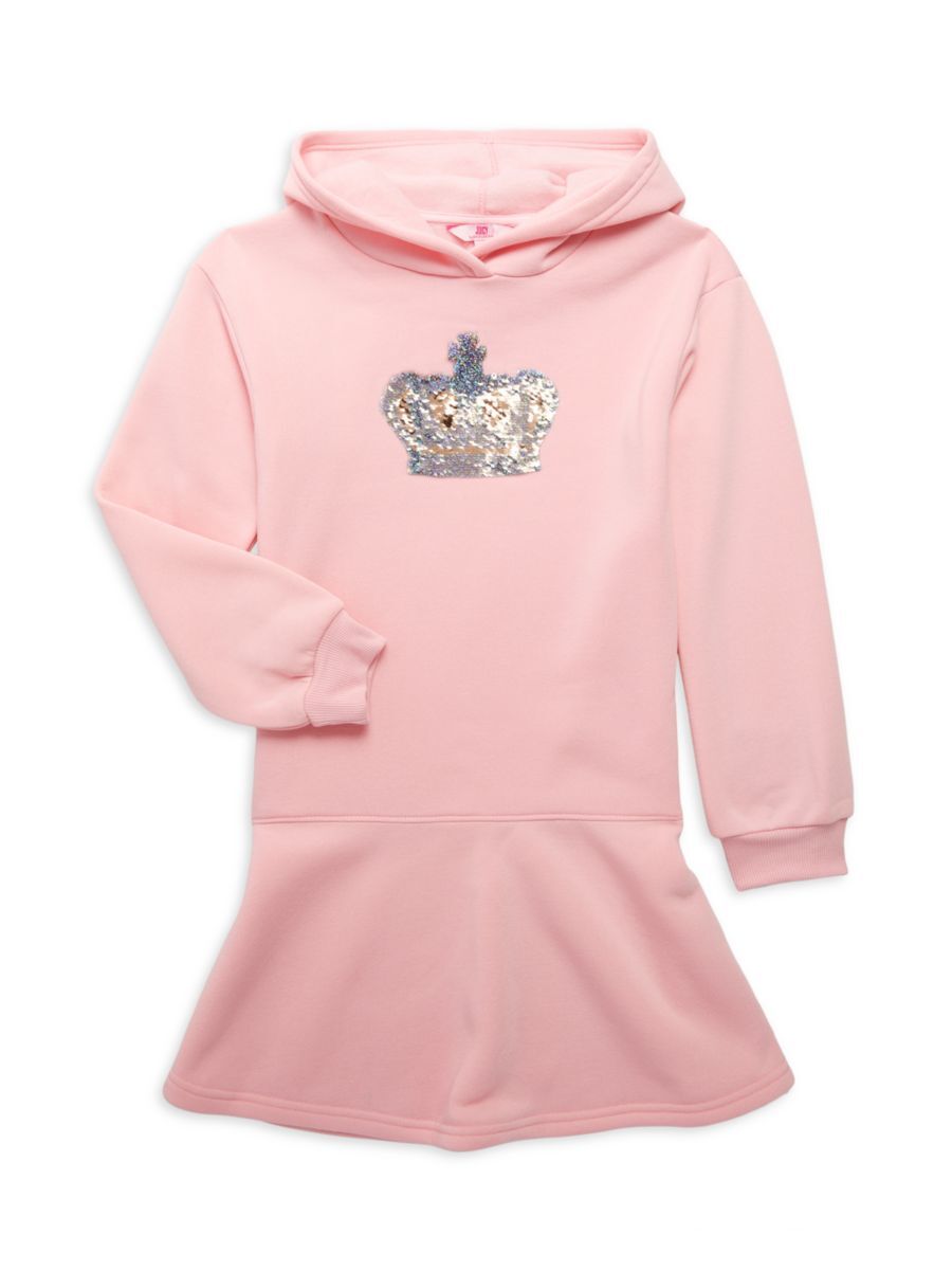 Juicy Couture Little Girl's &Girl's Flip Sequin Crown Hoodie Dress - Candy Pink - Size XL (18)  - female - Size: XL (18)